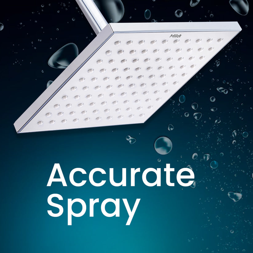 Mila Centerio Rain Shower, Aerated Rain Shower, ABS shower head surface, Chrome back cover, Single Function, MSXXC0300, 200*200mm
